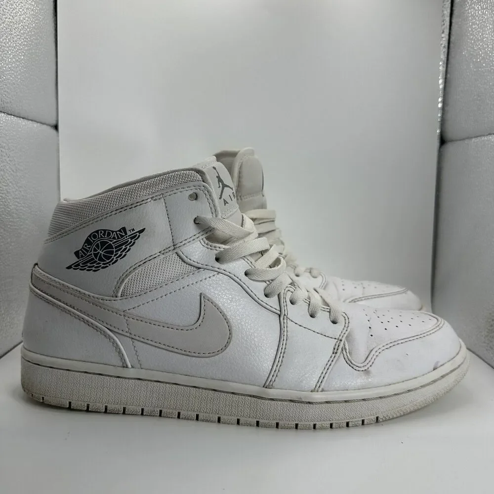 Nike Air Jordan Shoes Mens Size 11.5 Triple White Mid High Sneakers Basketball